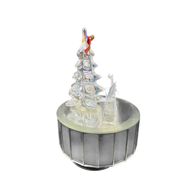 Vintage Acrylic Christmas Tree With Santa Sleigh Music Box Decoration Winter Won - Picture 3 of 9
